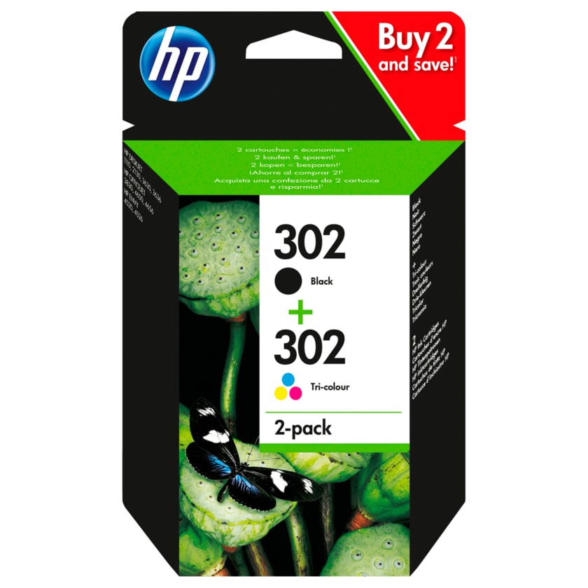 HP Tintenpatronen 302 2er-Set Schwarz und Farbe